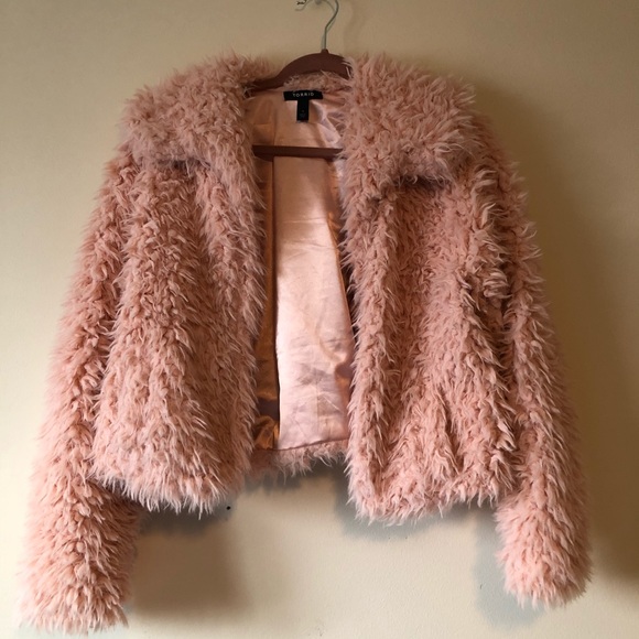 FLUFFY FAUX FUR COAT -  BABY PINK - TORRID - Picture 2 of 5